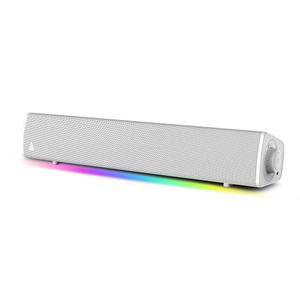 크리에이티브 사운드 블래스터 GS3 컴팩트 RGB 게이밍 사운드바, 슈퍼와이드 기술, USB, 블루투스 5.4, 헤드폰 포트 스포츠로 구동, PC 및 Mac용 (화이트)