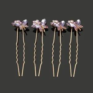 [오너클랜]TBZ 견고한 플라인 뒤꽂이 헤어핀 4p 퍼플 웨딩소품 비녀