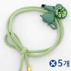[오너클랜]TBZ 큐빅포인트 눈웃음 쥐 머리끈 그린x5개 데일리헤어끈