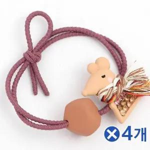 [오너클랜]TBZ 큐빅포인트 목도리 쥐 머리끈 라이트브라운x4개