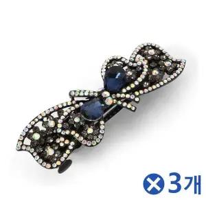 [오너클랜]TBZ 튼튼한 리본 보석 헤어핀 블루x3개 고급헤어핀