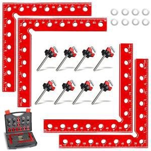 목공용 코너 클램프, 4개의 클램프 박스 포함, 5.5인치 알루미늄 합금 90도 직각 프레임, 캐비닛, 서랍, 박스용 사각 공구 배치.