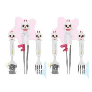 유아 스텐 스푼 포크 세트 교정 젓가락 토끼X2