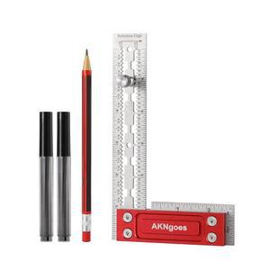 AKNgo 정밀 목공 스퀘어, 어깨 립이 있는 스테인리스 스틸 빠른 측정을 위한 셀프 스탠딩, 스크라이브 노치 내장, 전문 목공용 프레임 도구 - 6인치