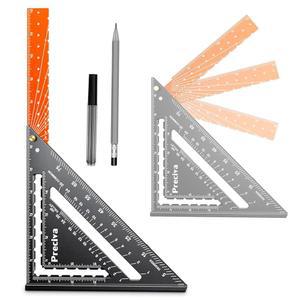 프레시바 접이식 목공 사각 자, 12인치(1/16인치 눈금) 알루미늄 합금 서까래 사각형 다용도 도구 측정 레이아웃 도구, 연필 포함