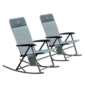 팀버 리지 3레벨 조절 가능한 흔들기 캠핑 의자, 인체공학적 패딩 하이백, 300파운드, 안정적인 미끄럼 방지 로커, 편안한 서 있을 수 있는 단단한 팔걸이, 파티오, 잔디 및 테일게이트용 휴대용