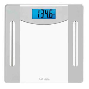 테일러 스마트 체중 추적 기능을 갖춘 정밀 허브 앱을 통해 확장, 앱 연결, 400파운드 용량, 유리 및 실버 플랫폼, 블루 백라이트 디스플레이, 타사 앱과 동기화, 클리어