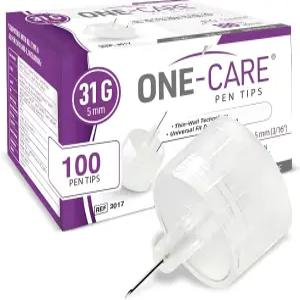 원케어 펜 팁 31G x 5mm (3/16인치) ？ 얇은 벽 채널 디자인 범용 트위스트 온 연결 100 카운트 박스