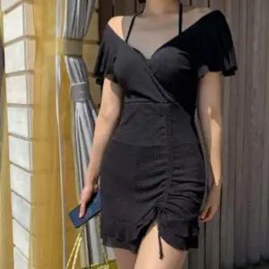 홀터넥셔링 원피스 체형커버 수영복 비치웨어 블랙 XL