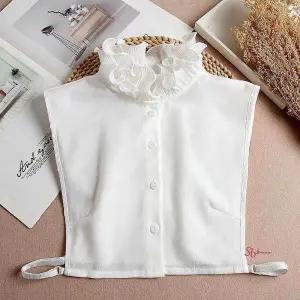 플리츠 페이크 카라 이너셔츠 레이스 하이넥lmn115