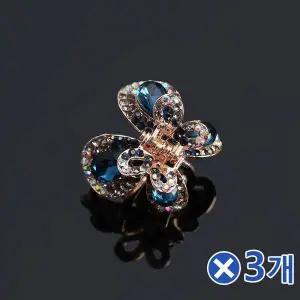 [에이치플러스몰]TBZ 화려한 큐빅 나비 집게핀 네이비x3개 포인트핀 머리삔