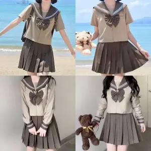 TBZ 브라운 밀크티 화이트라인 마린 세라복 교복세트