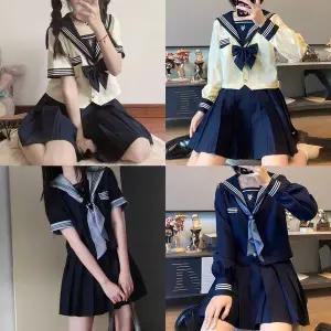 TBZ 3버튼 세줄라인 반팔or긴팔 마린 세라복 교복세트