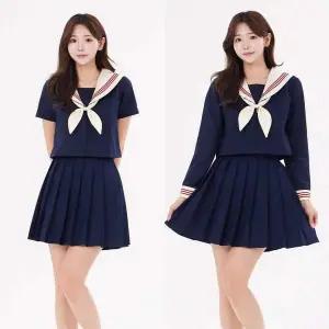 TBZ 레드라인 네이비 마린 세라복 프레피룩 교복세트