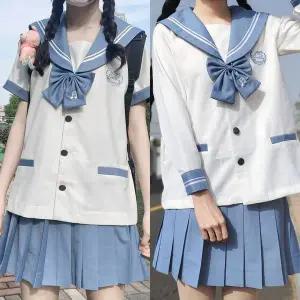 TBZ 두줄라인 스카이블루 음표자수 라운드 마린 세라복