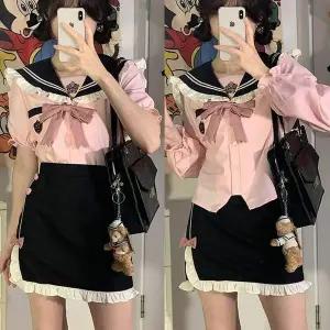 TBZ 러블리핑크 레이스 세라복 교복세트 교복 학생복