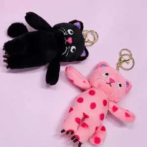 TBZ 핑크 블랙 고양이 인형 가방 키링 키홀더 2Colors