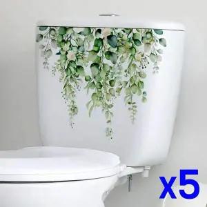 TBZ 화장실 인테리어 식물 포인트 스티커 x5개 벽스티커