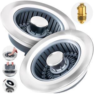 zaaa 2팩 싱크대 배수구, 스토퍼, 3 in 1 스테인리스 주방 막힘 방지 바구니 포함, 미국 표준 3-1/2 인치 배수구 장착