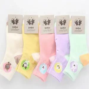 [하프클럽/셀러허브_여성트랜드패션]캐릭 발목 어린이양말 스타일 양말 5켤