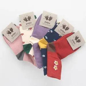 [하프클럽/셀러허브_여성트랜드패션]여아 어린이덧신 가을양말 꽃무늬 5켤