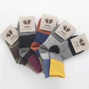 [하프클럽/셀러허브_여성트랜드패션]가을양말 배색 골지 어린이덧신 5켤레