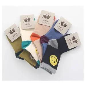 [하프클럽/셀러허브_여성트랜드패션]아동 해피 스마일 무늬 양말 묶음 5켤