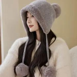 귀달이모자 여성 귀여운 겨울 왕방울 털모자 군밤모자 털벙거지