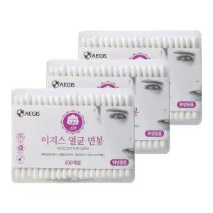 [에스에스_62]이지스 용 면봉 200개입 순면면봉 x 3개