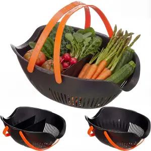 Nuogo 3Pcs 정원 수확 바구니 수집 운반 및 청소를 위한 도구 캐디가 있는 탈착식 파티션은 채소 과일