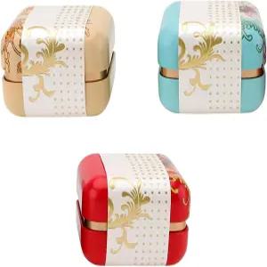 NingMengXYRHZB 3개 차 깡통 미니 보관함 녹슬지 않는 사각 커피 밀폐 상자 n매장 공예 간식 캔디 및 차용