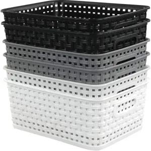 이글레 6팩 10.4인치 x 7.6인치 4.05인치 플라스틱 보관 바구니 직조 통