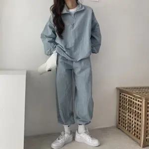 캐주얼 여성 우븐 반집업 디자인 셋업 세트 LK-SS45