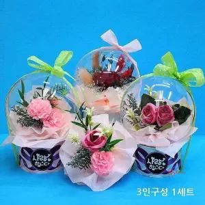 크리스탈볼 3세트 카네이션 장미 선물 꽃바구니만들기vwx470