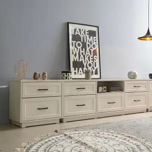 [장인가구]셀리아 화이트 대리석패턴 2400 높은 거실장