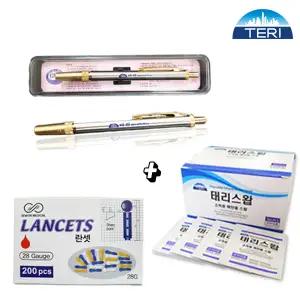 태리 스텐 사혈기 채혈기 + 란셋 침 200개 + 알콜솜 100매 손따는침 수지침 소화불량 한의원 볼펜침 체했을때