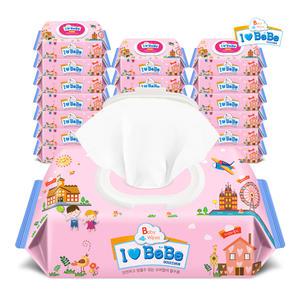 아이러브베베 아기물티슈 핑크 캡형 100매X20팩 물티슈