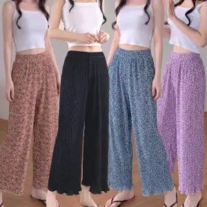 골지플라워통바지/플라워플리츠팬츠/꽃바지/꽃무늬/주름/냉감/쿨링/아이스/여름/수면/와이드통팬츠/하의/밴딩/일자/슬랙스/해외여행/트레이닝/잠옷/파자마/꽃무늬/할미/할매/촌캉스/홈웨어/이지웨어/간절기1