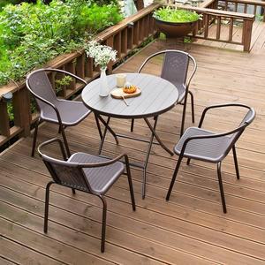 [공간미가구]아르망 800 원형 유로49번 의자 4개 야외 테이블 세트