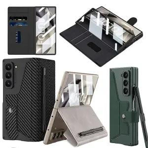 갤럭시 z폴드6 마그네틱 가죽 카드 지갑 s펜 홀더 전면 액정 필름 풀커버 지폴드 폴더 케이스