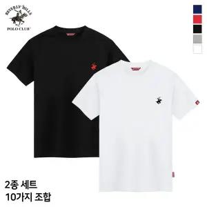 [비버리힐스폴로클럽][비버리힐즈폴로클럽] [2PACK] 매일 입는 기본템, 남여공용 자수로고 라운드 반팔 ...