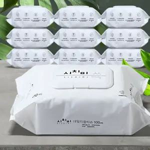 아기물티슈 100매 물티슈 휴대용물티슈 10팩 대용량 아기 신생아 두꺼운 물휴지 대용량물티슈 차량용물티슈