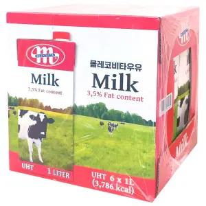 믈레코비타 멸균우유 1000ml x 6팩 유통기한 26.05.06