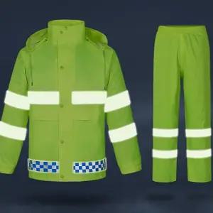 안전 노랑 옐로우 형광 남자 우비 우의 상의 하의 세트 교통/단체/라이더/자전거/오토바이/스포츠/배달/레