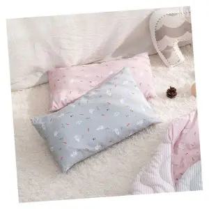 아기 베개커버 토끼 당근 패턴 면 소재 침구 베개솜 포함 핑크 그레이