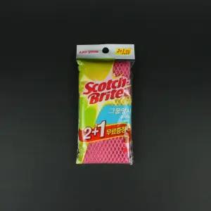 3M-그물망사 수세미 2+1개입/그물수세미/설거지/다목적/주방/솔/버블/설겆이/세척/거품/그릇/접시/식기