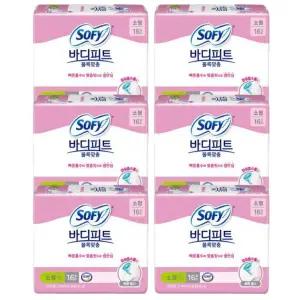 쏘피 바디피트 블록맞춤 소형 16개 x 6팩 생리대 21cm 순면감촉생리대