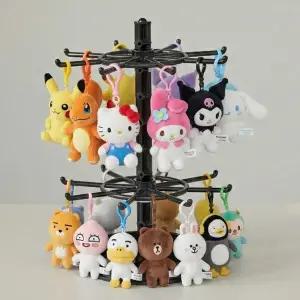 메이크마인 대용량 회전 키링 보관함 진열대 거치대 2단 블랙 1개