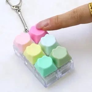무소음 스트레스 해소 피젯 키캡 키링 6구 파스텔 키보드 클리커 딸깍이 장난감