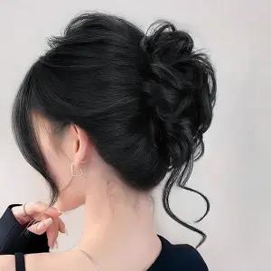 웨이브 올림머리 집게핀 가발(블랙) / 올림머리가발 집게핀 볼륨가발